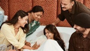 Niharika Konidela, Padmaja and Nagababu doting over Lavanya Tripathi and Varun Tej's baby.