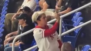 A fan named as 'Phillies Karen' was involved in an ugly ball-snatching incident.(Twitter)