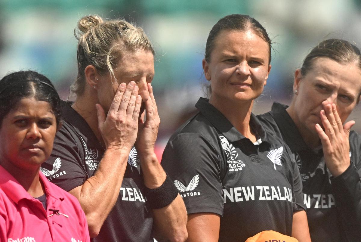 New Zealand captain Sophie Devine emotional during the national anthem ahead of her final One-Day International.