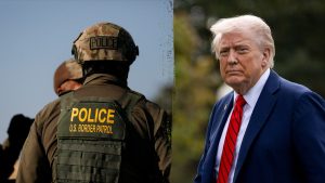 President Trump next to a border patrol agent