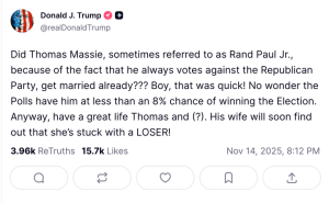 Trump’s Attack On Thomas Massie’s Marriage Went Too Far For Some Of His Supporters