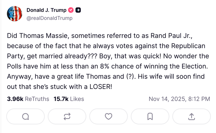 Trump’s Attack On Thomas Massie’s Marriage Went Too Far For Some Of His Supporters